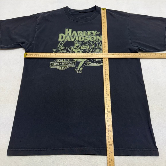 Harley Davidson Shirt Mens XL Black Pinup Girl Biker Visalia CA Motorcycle - Picture 8 of 16